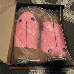 Old West Pink and Brown Cowboy Boots